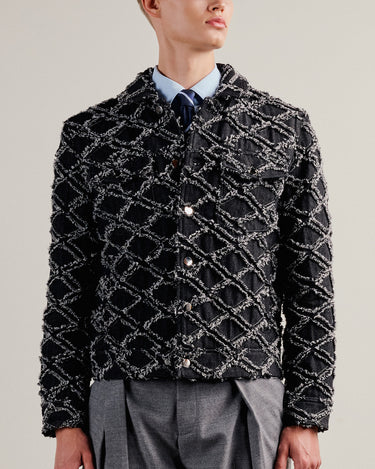 Dimitry Charcoal Frayed Denim Trucker Jacket