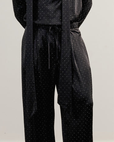 Egon Black Crystal Satin Wide Leg Pant