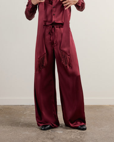 Egon Wine Satin Wide Leg Pant