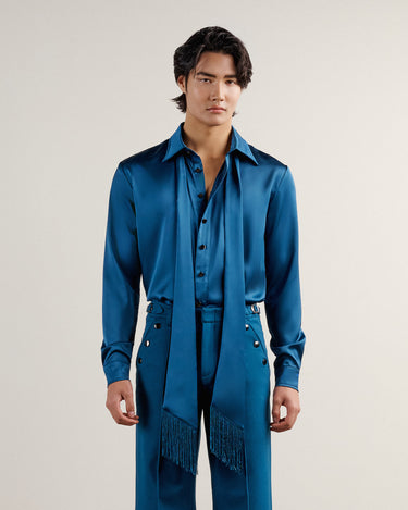 Ricardo Teal Satin Shirt & Scarf