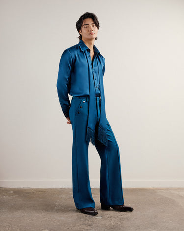 Ricardo Teal Satin Shirt & Scarf