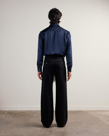 Ricardo Navy Satin Shirt & Scarf