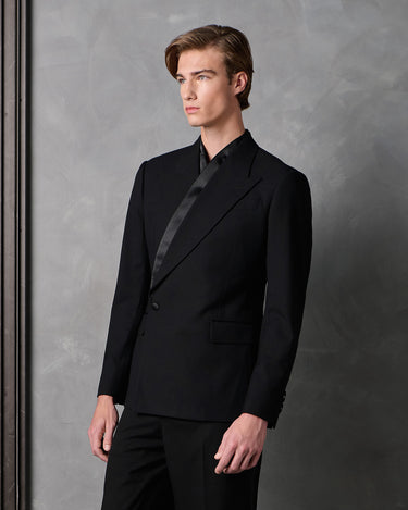 HAYDEN BLACK WOOL COCKTAIL SUIT- made to order