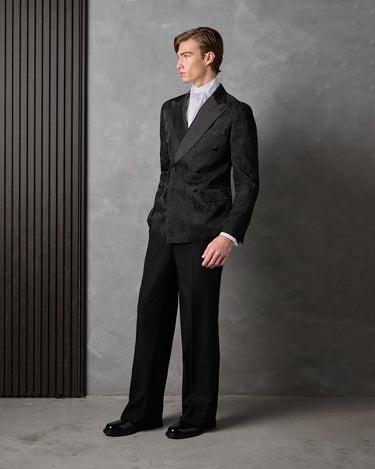 HARRISON BLACK BROCADE/WOOL TUXEDO SUIT - MADE TO ORDER