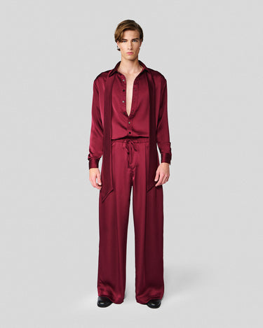 Ricardo Wine Satin Shirt/Scarf