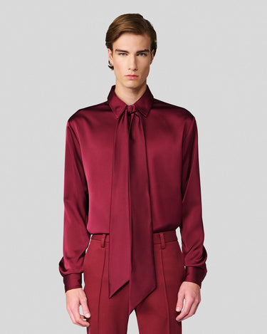 Ricardo Wine Satin Shirt/Scarf