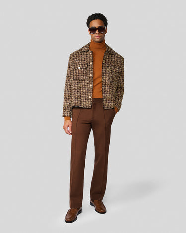 Emilio Chocolate Wool Tweed Crop Jacket