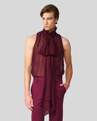 Helios Wine Chiffon Top/Scarf