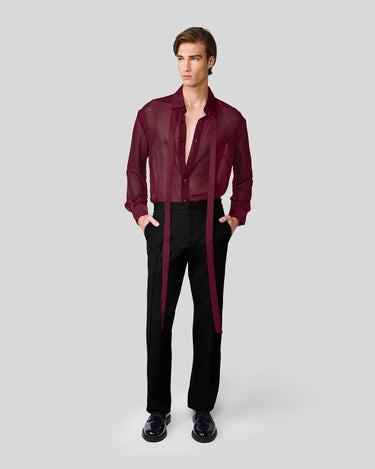 Ignacio Wine Chiffon Shirt/Tie