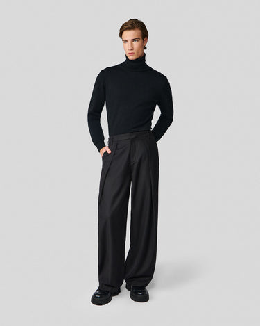 Heath Black Pleated Trouser
