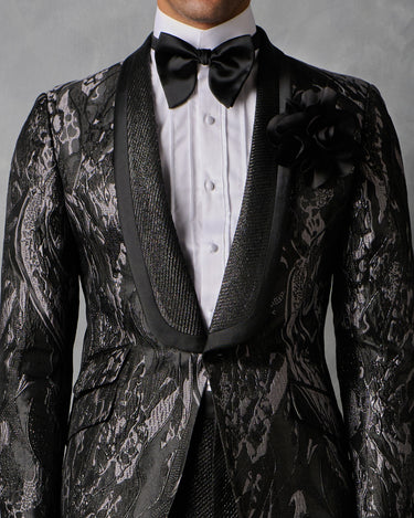 KARSON GUNMETAL BROCADE DINNER SUIT - MADE TO ORDER