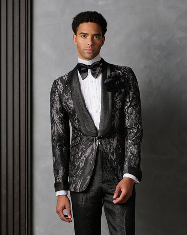 KARSON GUNMETAL BROCADE DINNER SUIT - MADE TO ORDER