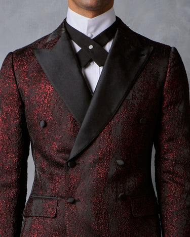 HARRISON CRIMSON BROCADE/WOOL TUXEDO SUIT - MADE TO ORDER