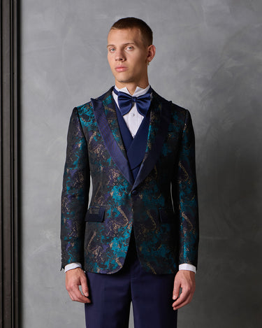 KOLTER TEAL JACQUARD/WOOL TUXEDO SUIT - MADE TO ORDER