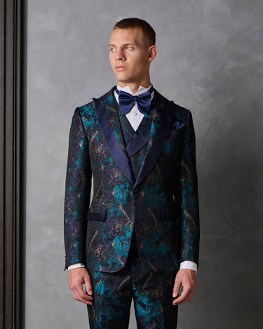 KOLTER TEAL JACQUARD TUXEDO SUIT - MADE TO ORDER