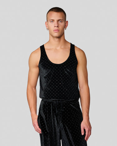 Galaxy Crystal Stud Velvet Scoop Neck Tank