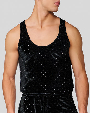 Galaxy Crystal Stud Velvet Scoop Neck Tank