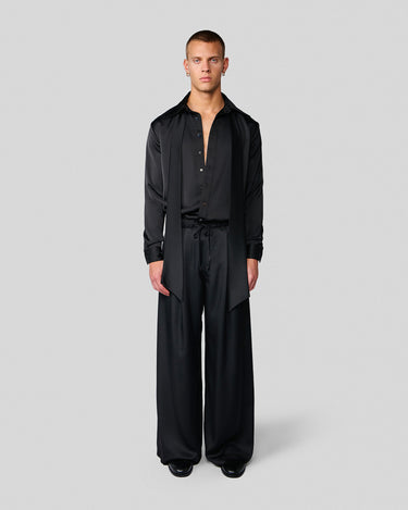 Ricardo Black Satin Shirt/Scarf