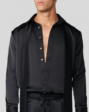 Ricardo Black Satin Shirt/Scarf