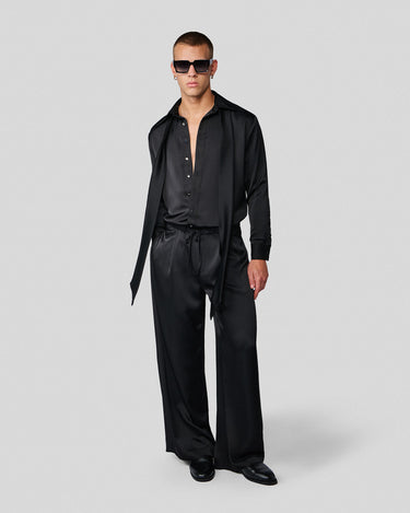 Ricardo Black Satin Shirt/Scarf