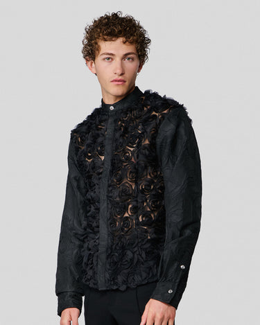Solomon Black 3-D Rosette Couture Shirt Jacket