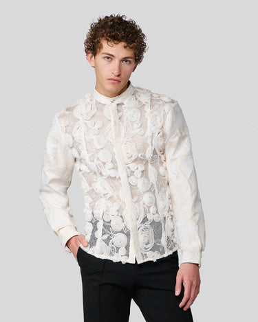Solomon Ivory 3-D Rosette Couture Shirt Jacket