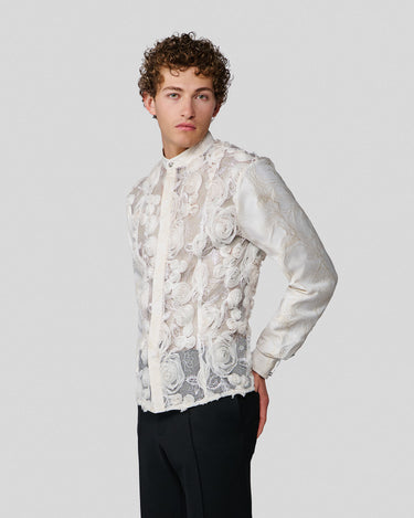 Solomon Ivory 3-D Rosette Couture Shirt Jacket