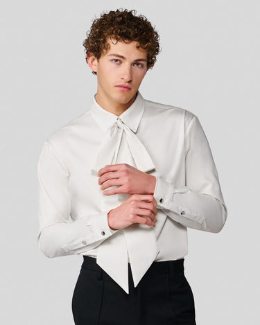 Oscar White Bow Neck Shirt