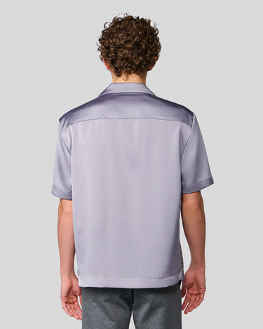 Shiloh Silver Sequin & Satin Bowling Shirt