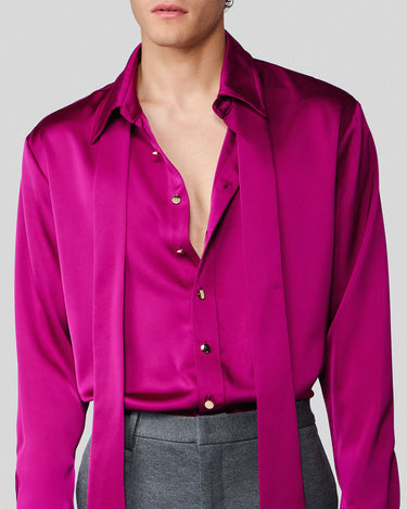 Ricardo Magenta Satin Shirt/Scarf