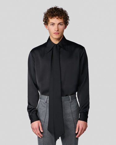 Ricardo Black Satin Shirt/Scarf