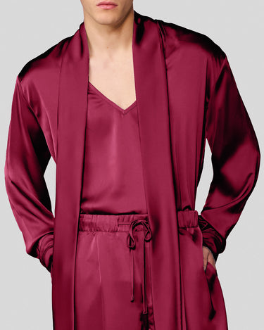 Vanguard Wine Satin Scarf Neck Shirt