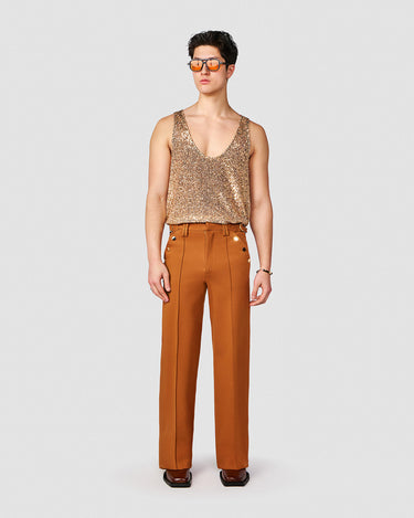 ASHER CARAMEL DOUBLE KNIT TROUSER