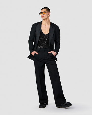 ELIAS BLACK DOUBLE KNIT TUXEDO BLAZER
