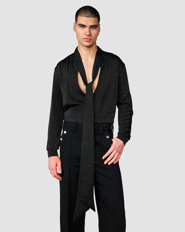 DION BLACK CRYSTAL DOT WRAP SHIRT