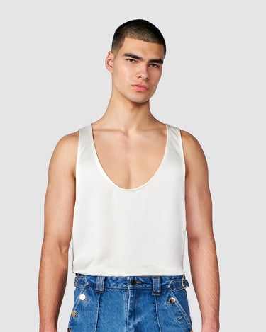 CALLUM IVORY SATIN LOW CUT TANK