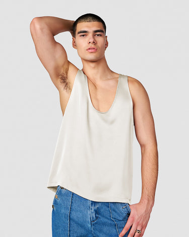 CALLUM IVORY SATIN LOW CUT TANK