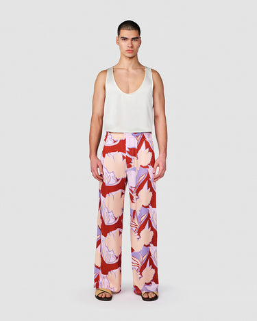 EGON BRICK/BLUSH TROPICAL PRINT WIDE LEG PANT