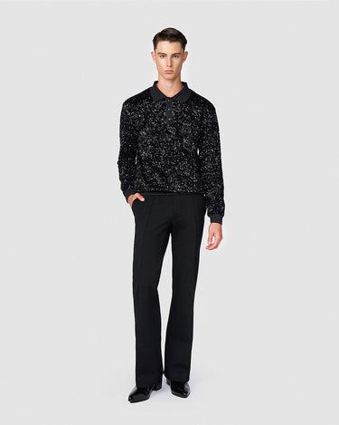 Neptune Black Sequin Polo Sweater