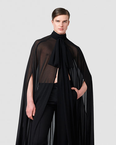 Oscar Black Chiffon Kaftan Cape