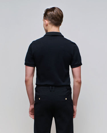 Kai Black Lace Up Polo Top