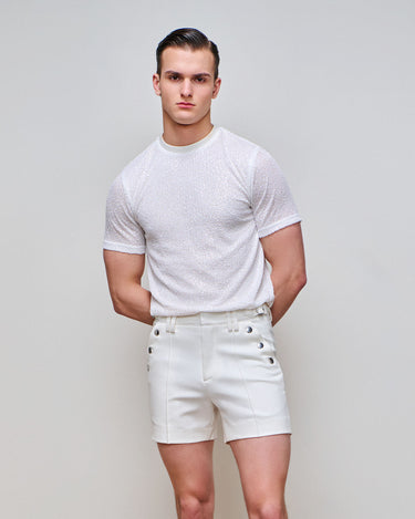 Asher Off White Ponte Short