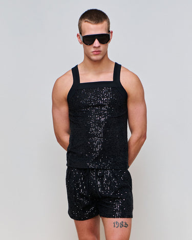 Dominic Black Sequin Tank