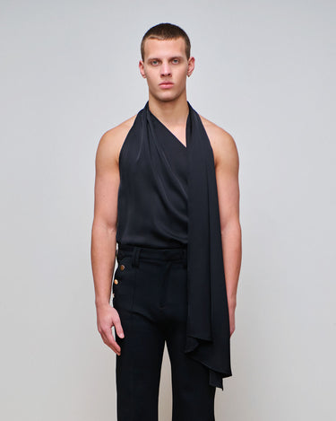 Joie Black One Shoulder Scarf Top