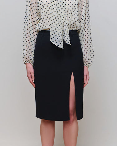 Delta Black Slit Pencil Skirt