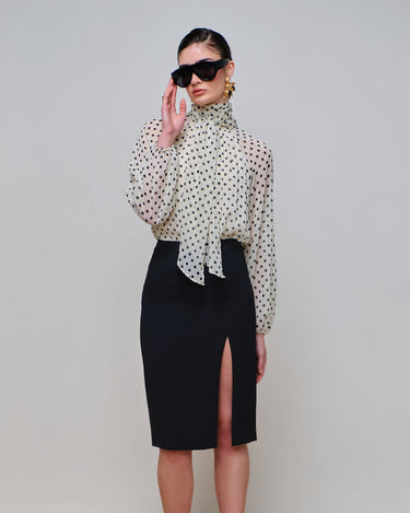 Delta Black Slit Pencil Skirt