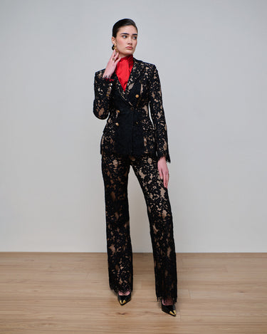 Zoe Black/Nude Lace Wide Leg Trouser