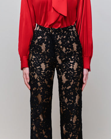 Zoe Black/Nude Lace Wide Leg Trouser