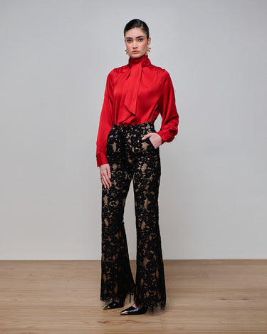 Zoe Black/Nude Lace Wide Leg Trouser