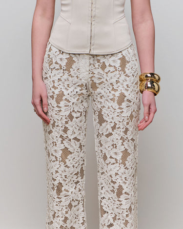 Zoe Ivory Lace Wide Leg Trouser